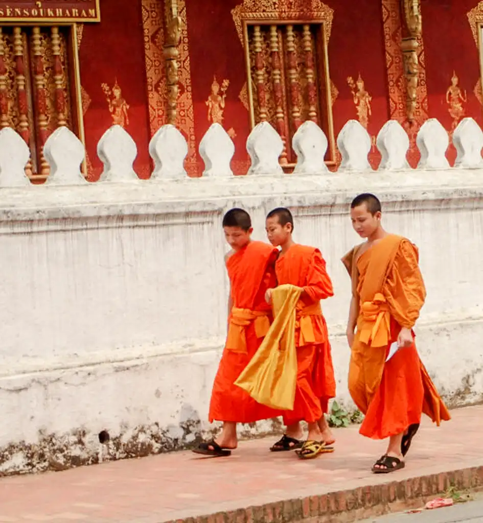 Monks walking the street