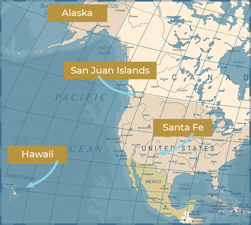 Map of North America travel with adventure seekers